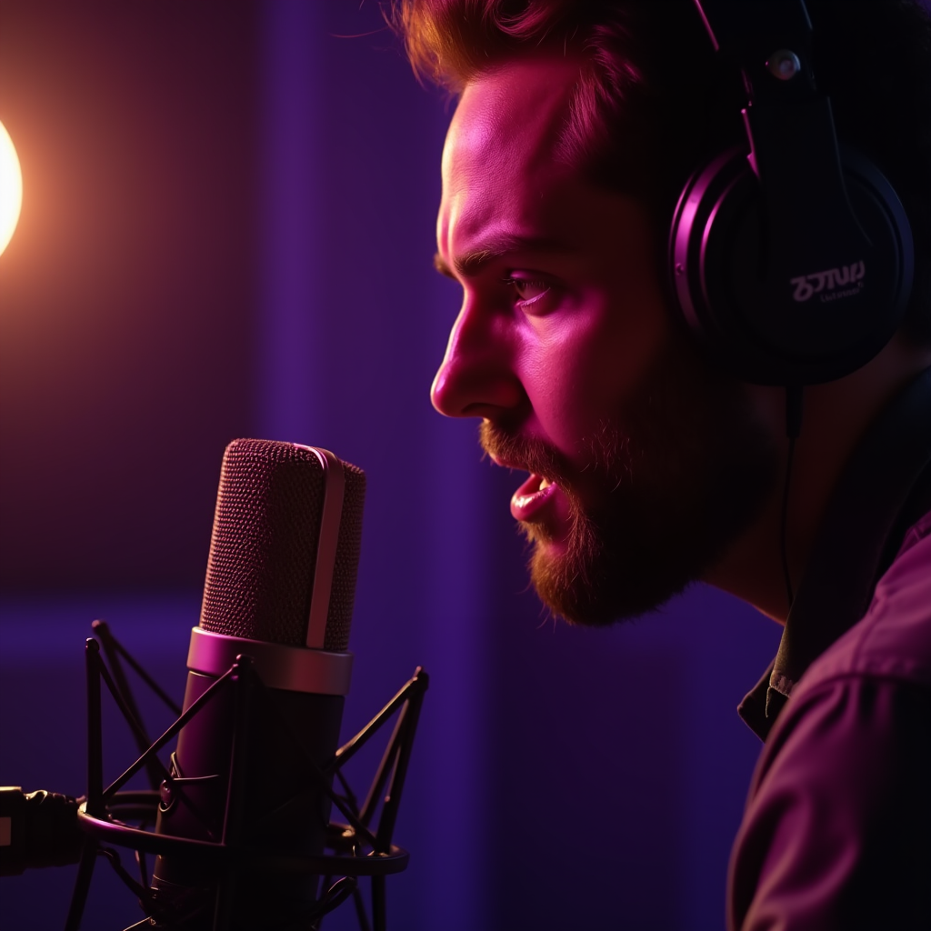 Radio host with premium microphone